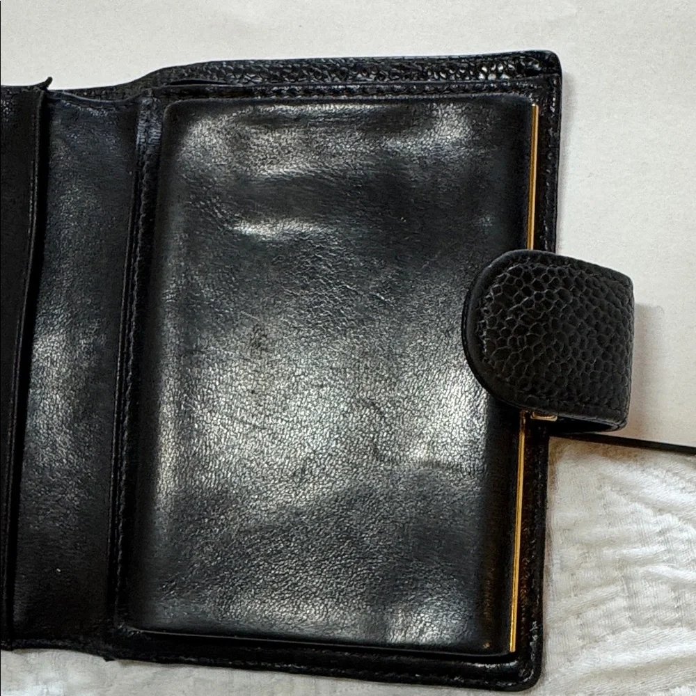 CHANEL Timeless CC Caviar Black Leather Wallet w/COA